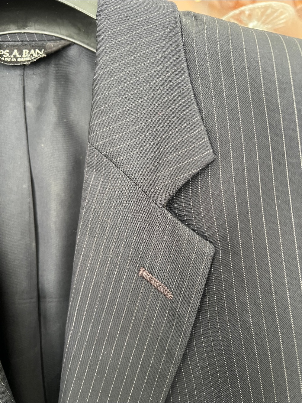 100% Wool Jos. A. Bank Men's black Pinstripe Suit Jacket